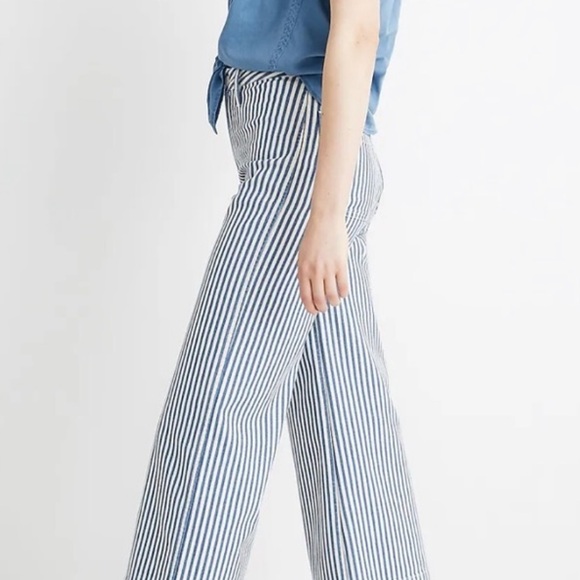 Madewell Emmett Wide-Leg Crop Jeans in Herringbone Railroad Stripe size 26T - Picture 2 of 9